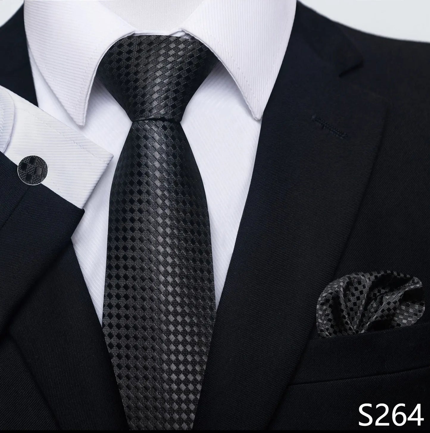 Mens Blue Gold Tie  Pocket Square Set - Wedding  Party Accessories - ZOOMNSTORE