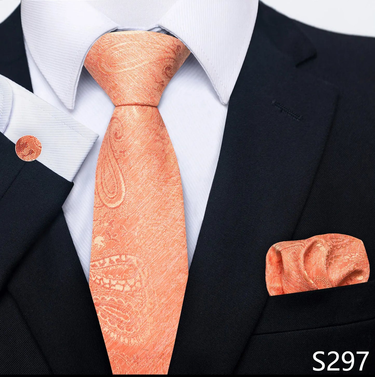 Mens Blue Gold Tie  Pocket Square Set - Wedding  Party Accessories - ZOOMNSTORE