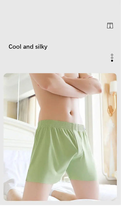 Mens Boxer Shorts Large Size - Ice Silk Breathable Sleepwear Pants | Loose Fit Boxers - ZOOMNSTORE