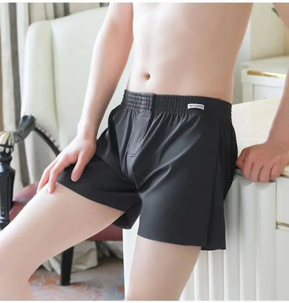Mens Boxer Shorts Large Size - Ice Silk Breathable Sleepwear Pants | Loose Fit Boxers - ZOOMNSTORE