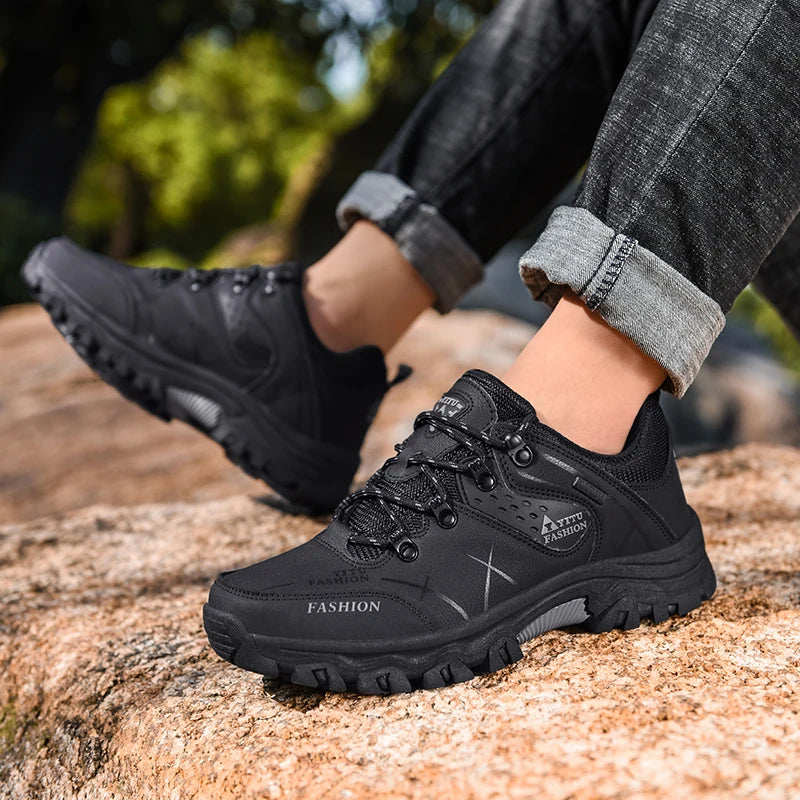 Mens Breathable Leather Sneakers - Comfortable Non-Slip Casual Walking  Hiking Shoes - ZOOMNSTORE
