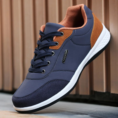 Mens Breathable Leather Sneakers - Trendy Non-Slip Sport Shoes - ZOOMNSTORE