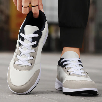 Mens Breathable Leather Sneakers - Trendy Non-Slip Sport Shoes - ZOOMNSTORE