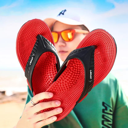 Mens Breathable Massage Flip Flops - Summer Beach Sandals Luxury Big Size Slippers - ZOOMNSTORE