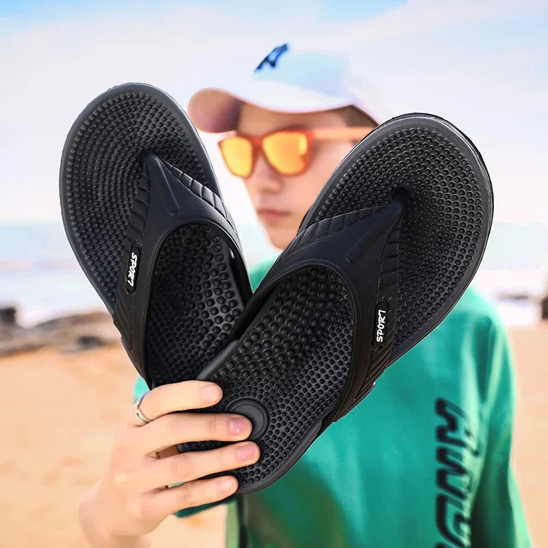 Mens Breathable Massage Flip Flops - Summer Beach Sandals Luxury Big Size Slippers - ZOOMNSTORE