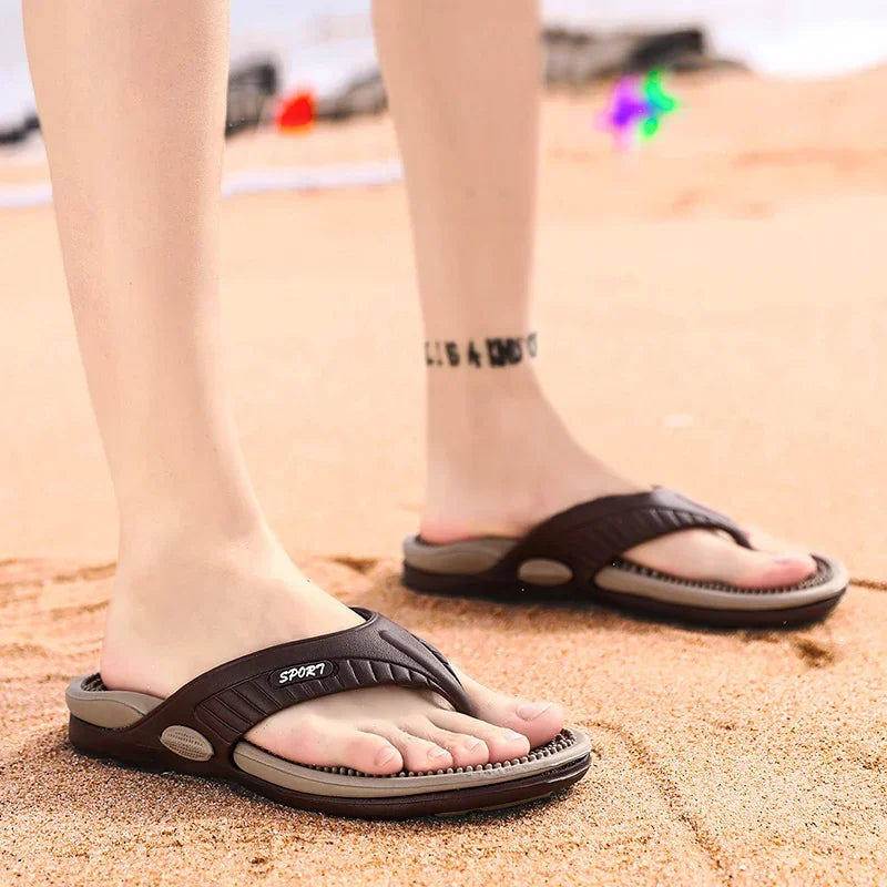 Mens Breathable Massage Flip Flops - Summer Beach Sandals Luxury Big Size Slippers - ZOOMNSTORE