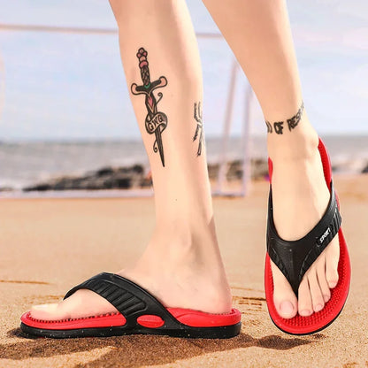 Mens Breathable Massage Flip Flops - Summer Beach Sandals Luxury Big Size Slippers - ZOOMNSTORE
