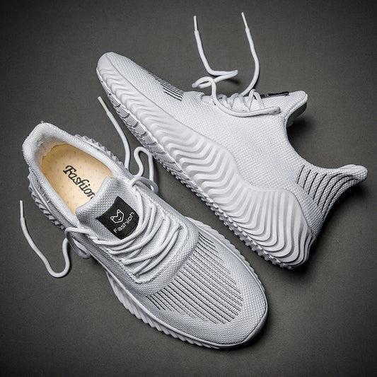 Mens Breathable White Sneakers - High Quality Casual Gym Footwear 2022 - ZOOMNSTORE