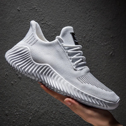 Mens Breathable White Sneakers - High Quality Casual Gym Footwear 2022 - ZOOMNSTORE