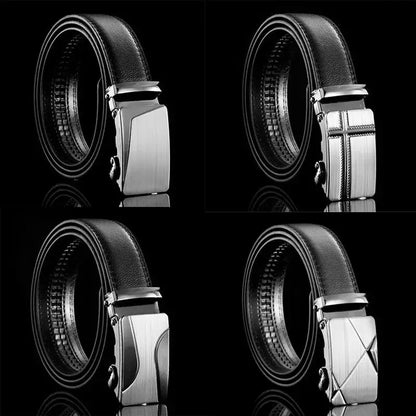 Mens Black PU Leather Automatic Buckle Business Belt - Top Quality Waistband for Jeans - ZOOMNSTORE
