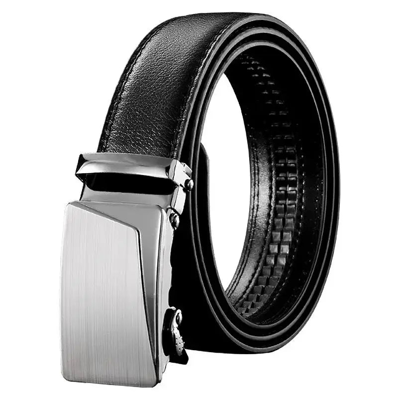Mens Black PU Leather Automatic Buckle Business Belt - Top Quality Waistband for Jeans - ZOOMNSTORE