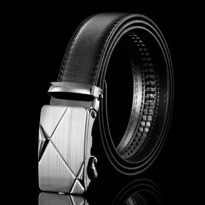 Mens Black PU Leather Automatic Buckle Business Belt - Top Quality Waistband for Jeans - ZOOMNSTORE