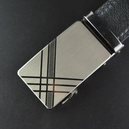 Mens Black PU Leather Automatic Buckle Business Belt - Top Quality Waistband for Jeans - ZOOMNSTORE