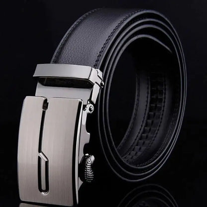 Mens Black PU Leather Automatic Buckle Business Belt - Top Quality Waistband for Jeans - ZOOMNSTORE