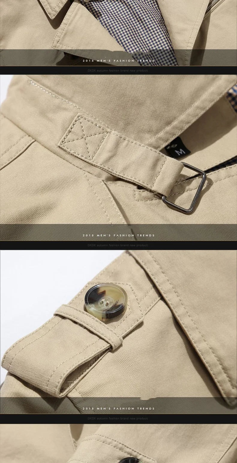 Mens Business Windbreaker - Lightweight Cotton Trench Coat | Spring Autumn Jacket - ZOOMNSTORE