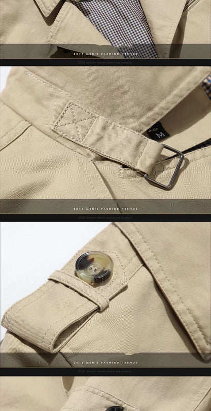 Mens Business Windbreaker - Lightweight Cotton Trench Coat | Spring Autumn Jacket - ZOOMNSTORE