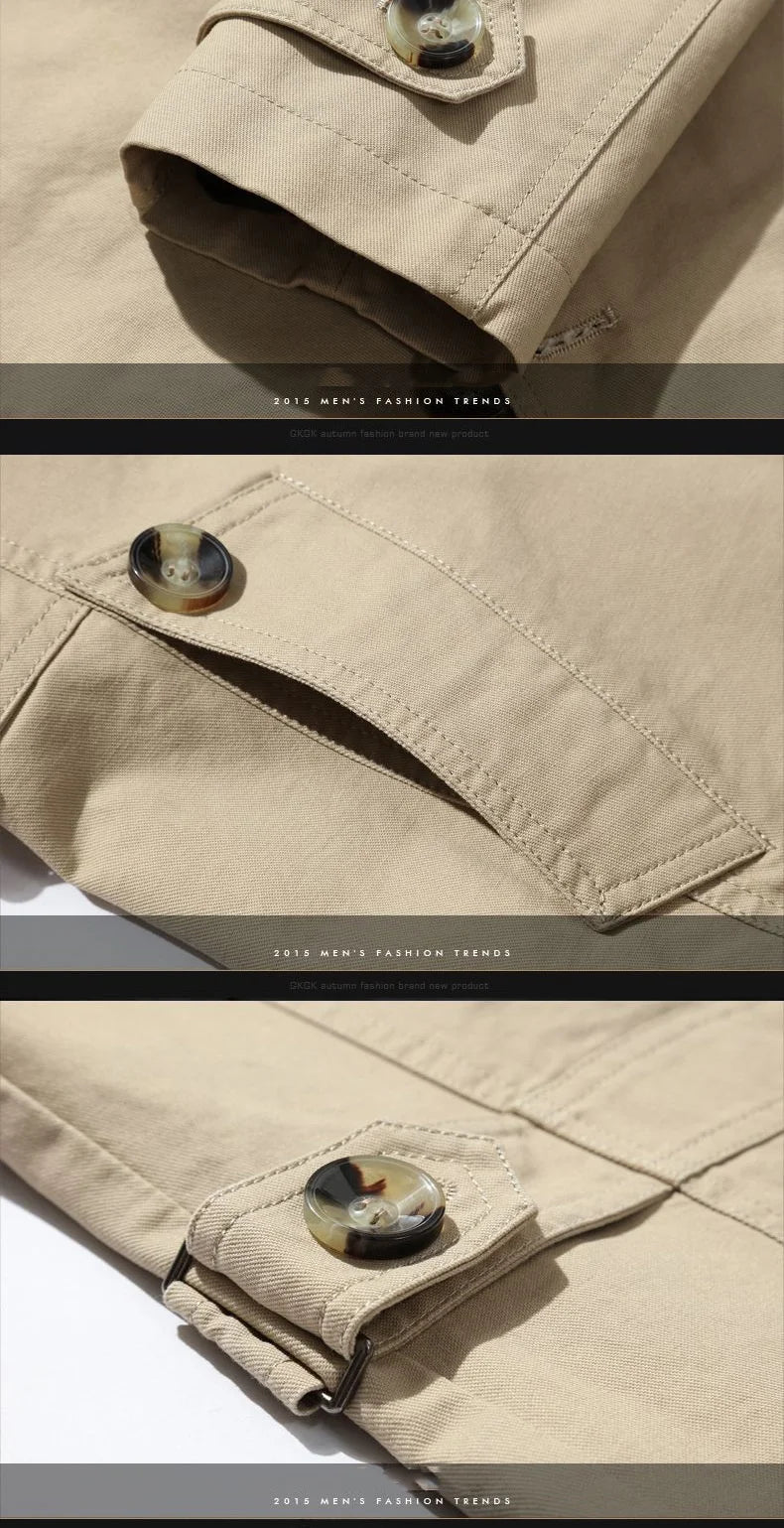 Mens Business Windbreaker - Lightweight Cotton Trench Coat | Spring Autumn Jacket - ZOOMNSTORE