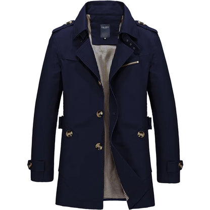 Mens Business Windbreaker - Lightweight Cotton Trench Coat | Spring Autumn Jacket - ZOOMNSTORE