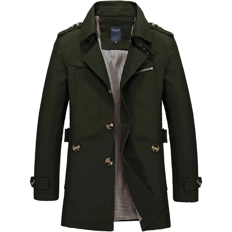 Mens Business Windbreaker - Lightweight Cotton Trench Coat | Spring Autumn Jacket - ZOOMNSTORE