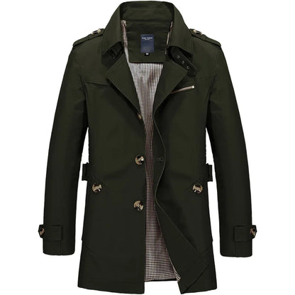 Mens Business Windbreaker - Lightweight Cotton Trench Coat | Spring Autumn Jacket - ZOOMNSTORE