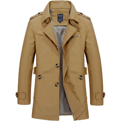 Mens Business Windbreaker - Lightweight Cotton Trench Coat | Spring Autumn Jacket - ZOOMNSTORE
