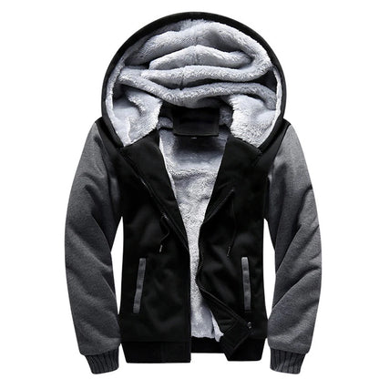 Mens Camouflage Winter Jacket - Thick Fleece Long Sleeve Coat - ZOOMNSTORE