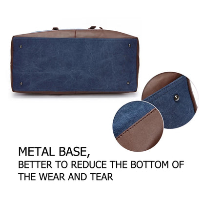 Mens Canvas Leather Duffel Bag - Travel Tote  Weekend Luggage - ZOOMNSTORE