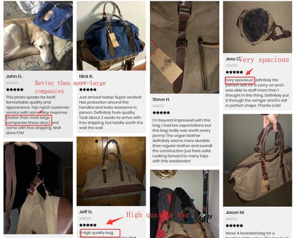 Mens Canvas Leather Duffel Bag - Travel Tote  Weekend Luggage - ZOOMNSTORE
