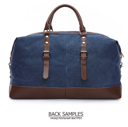 Mens Canvas Leather Duffel Bag - Travel Tote  Weekend Luggage - ZOOMNSTORE