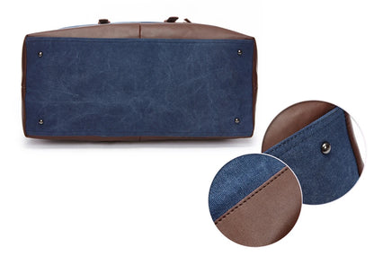 Mens Canvas Leather Duffel Bag - Travel Tote  Weekend Luggage - ZOOMNSTORE