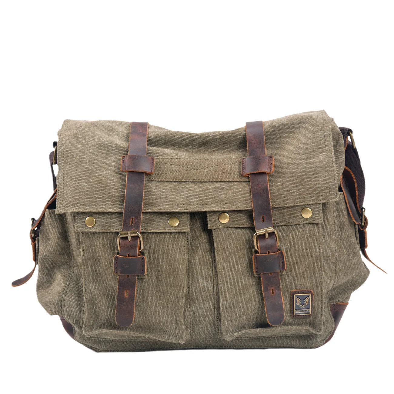 Mens Canvas Leather Messenger Bag - Large Satchel Shoulder Briefcase for Travel and Laptops - ZOOMNSTORE