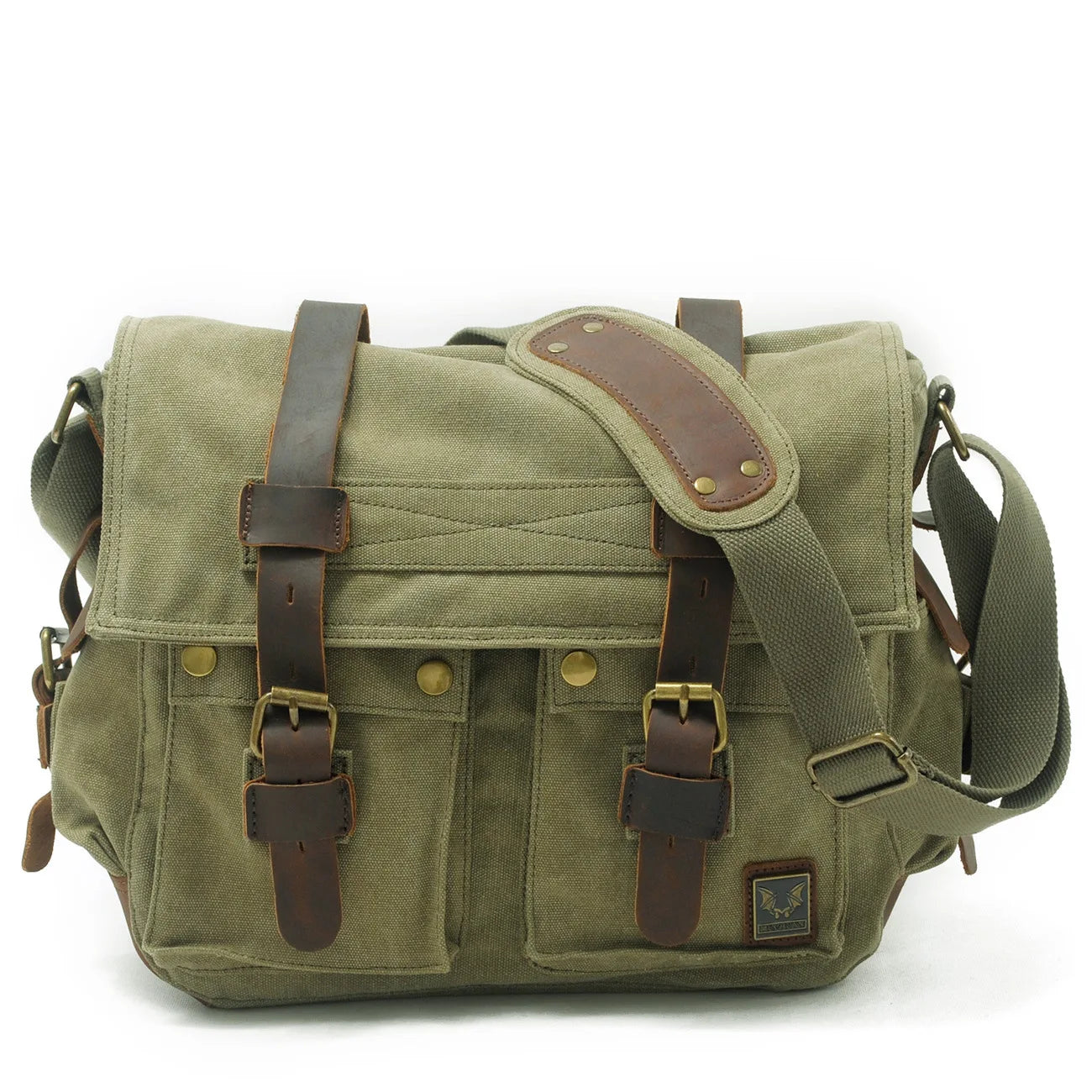 Mens Canvas Leather Messenger Bag - Large Satchel Shoulder Briefcase for Travel and Laptops - ZOOMNSTORE