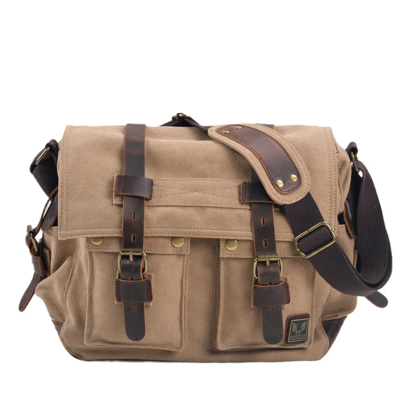 Mens Canvas Leather Messenger Bag - Large Satchel Shoulder Briefcase for Travel and Laptops - ZOOMNSTORE