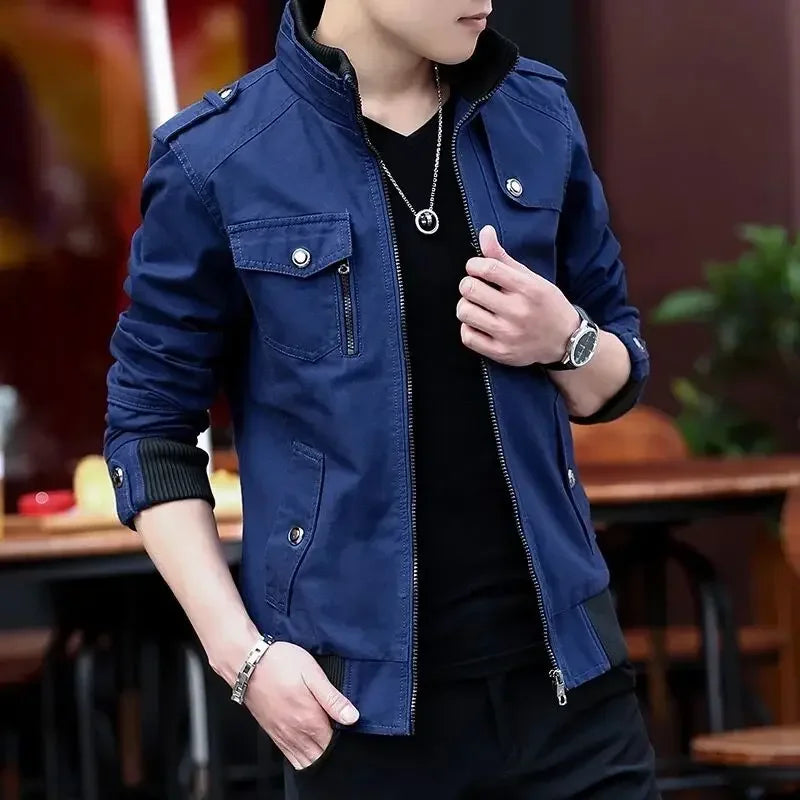 Mens Windproof Cargo Bomber Jacket - Stylish Warm Baseball Coat - ZOOMNSTORE