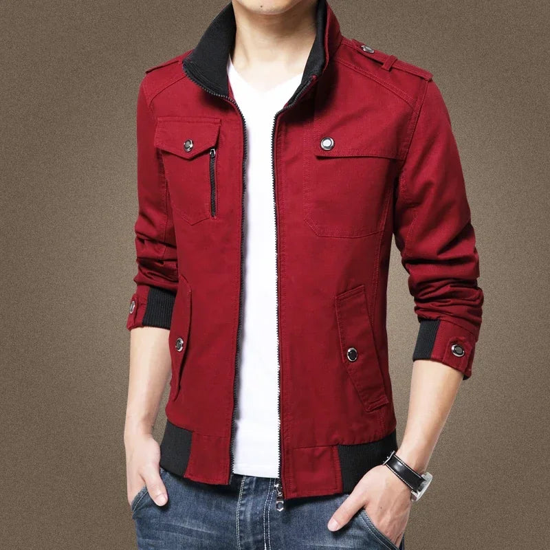 Mens Windproof Cargo Bomber Jacket - Stylish Warm Baseball Coat - ZOOMNSTORE