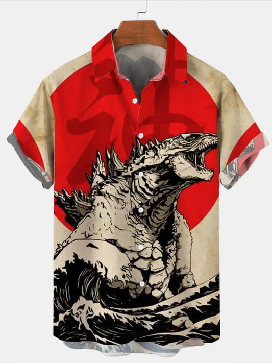 Mens Casual 3D Printed Halloween Shirt - Short Sleeve Horror Print - ZOOMNSTORE