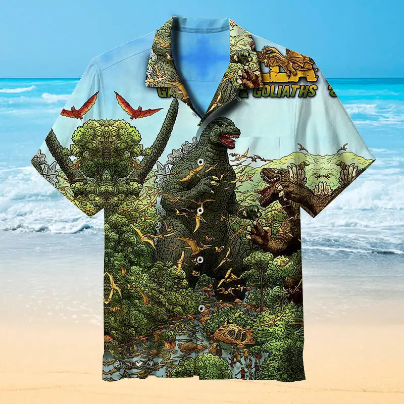 Mens Casual 3D Printed Halloween Shirt - Short Sleeve Horror Print - ZOOMNSTORE