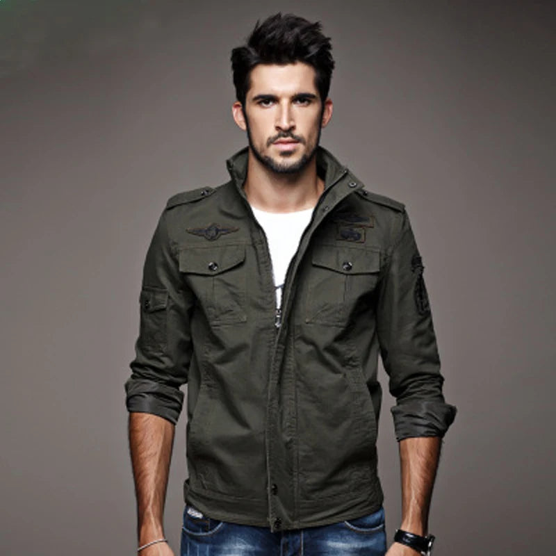 Mens Casual Army Military Jacket - Plus Size M-6XL Spring  Autumn Coat - ZOOMNSTORE