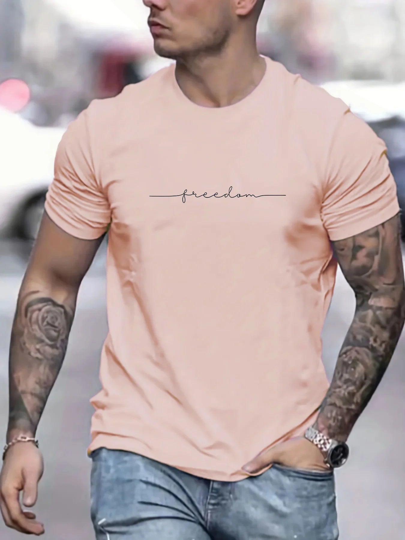 Mens Casual Cotton Graphic T-Shirt - Slim Fit Summer Top - ZOOMNSTORE