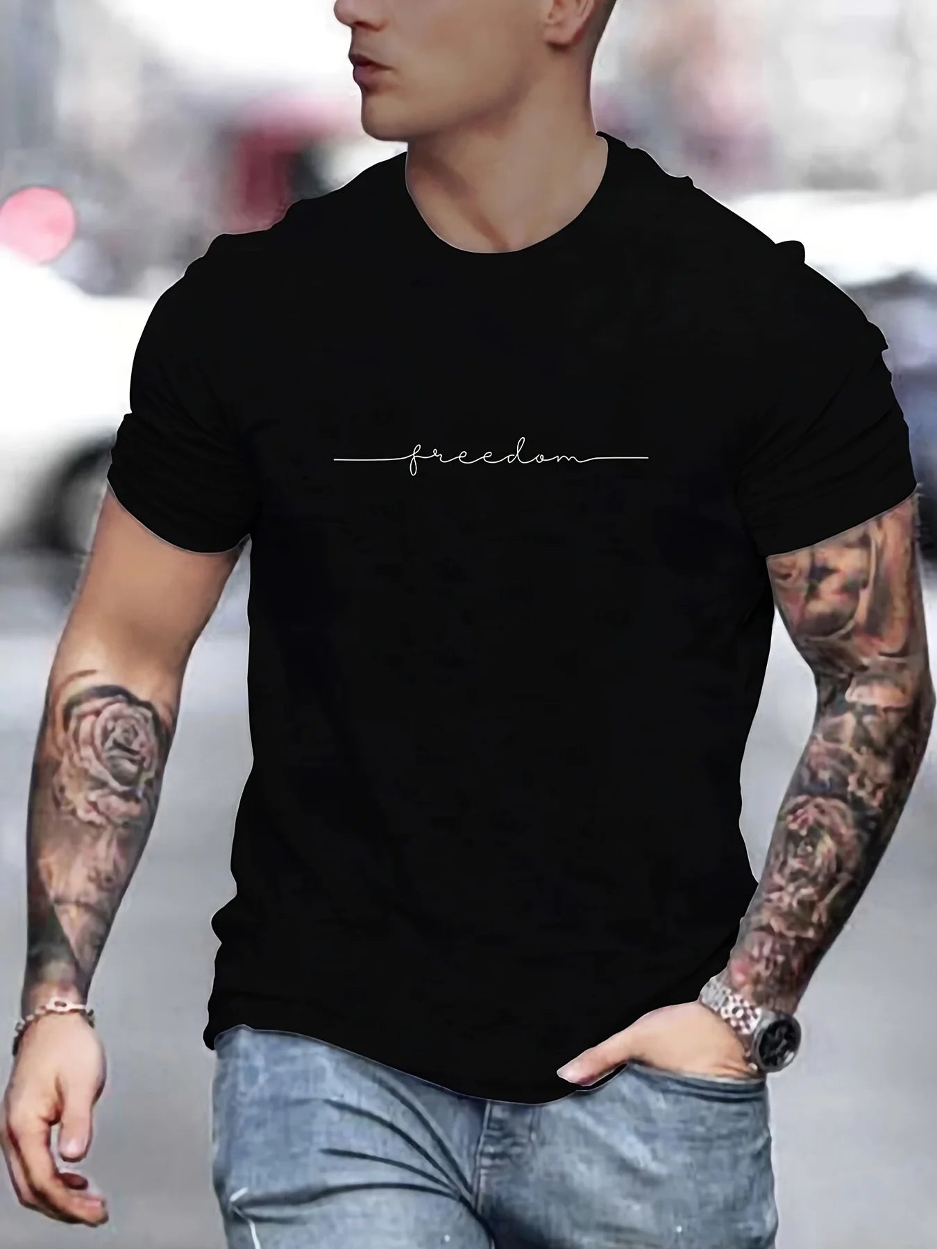 Mens Casual Cotton Graphic T-Shirt - Slim Fit Summer Top - ZOOMNSTORE