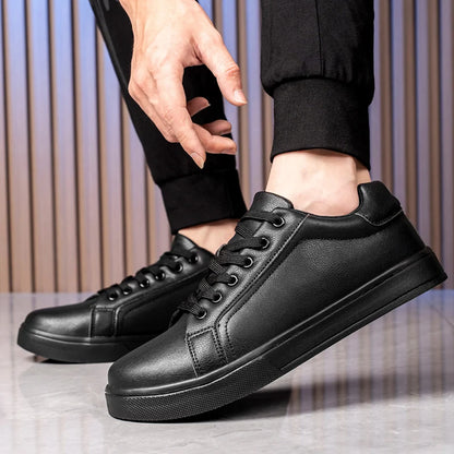 Mens Casual Moccasin Sneakers - Comfortable Black and White Business Shoes - ZOOMNSTORE