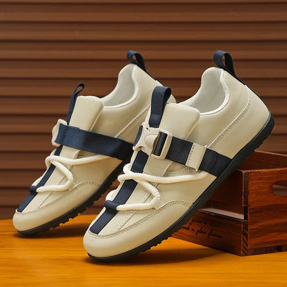 Mens Casual Shoes 2025 New Lightweight Breathable Leather Sneakers Suitable Walking Street Fashion Sports Flat Skate Shoes Man - ZOOMNSTORE