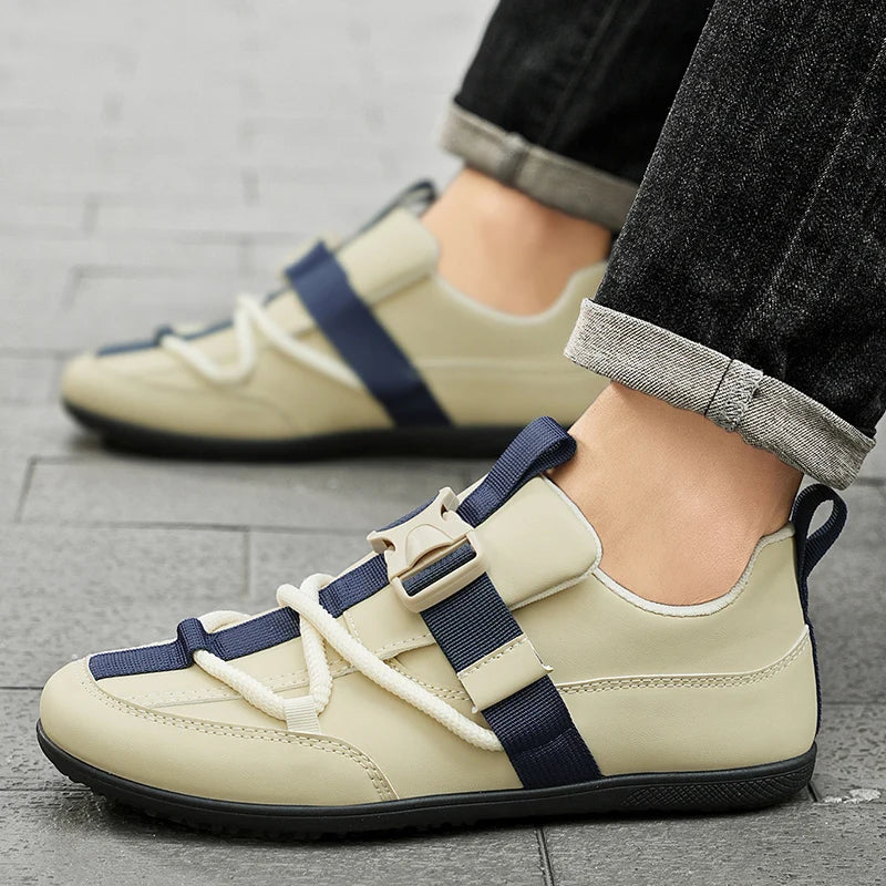 Mens Casual Shoes 2025 New Lightweight Breathable Leather Sneakers Suitable Walking Street Fashion Sports Flat Skate Shoes Man - ZOOMNSTORE