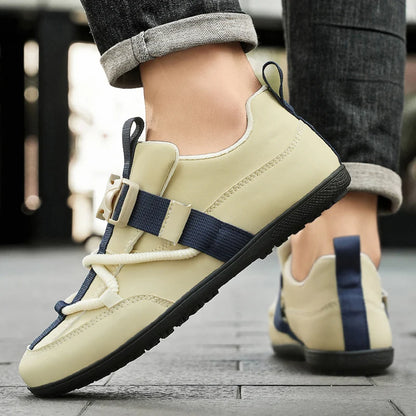 Mens Casual Shoes 2025 New Lightweight Breathable Leather Sneakers Suitable Walking Street Fashion Sports Flat Skate Shoes Man - ZOOMNSTORE