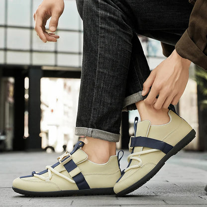 Mens Casual Shoes 2025 New Lightweight Breathable Leather Sneakers Suitable Walking Street Fashion Sports Flat Skate Shoes Man - ZOOMNSTORE