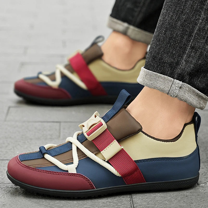 Mens Casual Shoes 2025 New Lightweight Breathable Leather Sneakers Suitable Walking Street Fashion Sports Flat Skate Shoes Man - ZOOMNSTORE