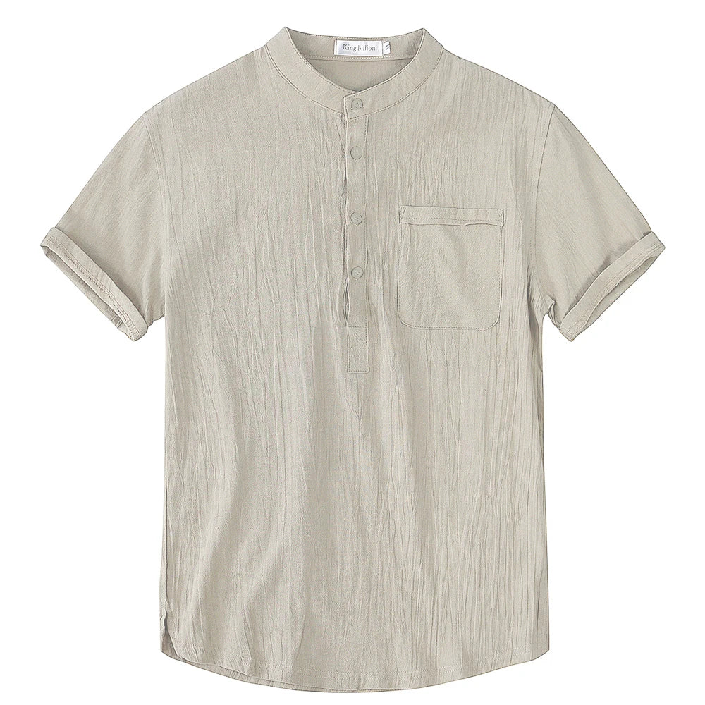 Mens Casual Short-Sleeved T-Shirt - Breathable Cotton-Linen Blend S-3XL - ZOOMNSTORE