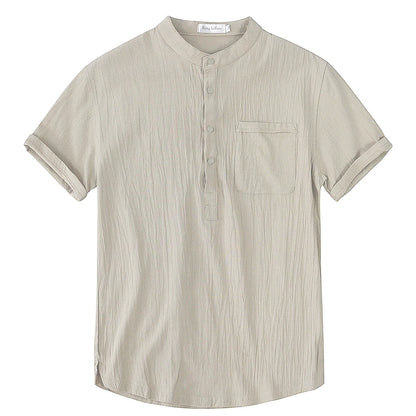 Mens Casual Short-Sleeved T-Shirt - Breathable Cotton-Linen Blend S-3XL - ZOOMNSTORE