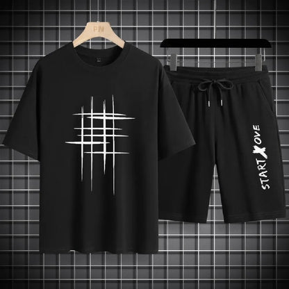 Mens Casual Summer Sports Set - Breathable Short Sleeve T-Shirt  Shorts - ZOOMNSTORE