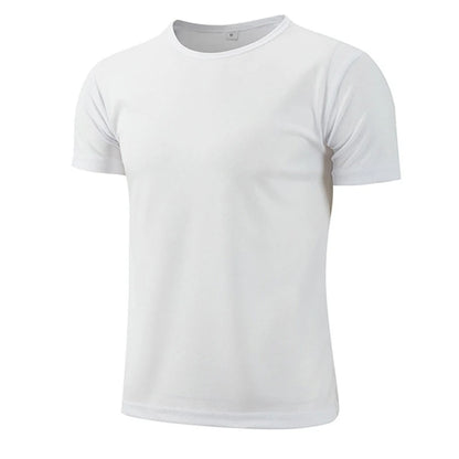Mens Casual White Short Sleeve T-Shirt - Breathable Quick Dry Gym Top - ZOOMNSTORE